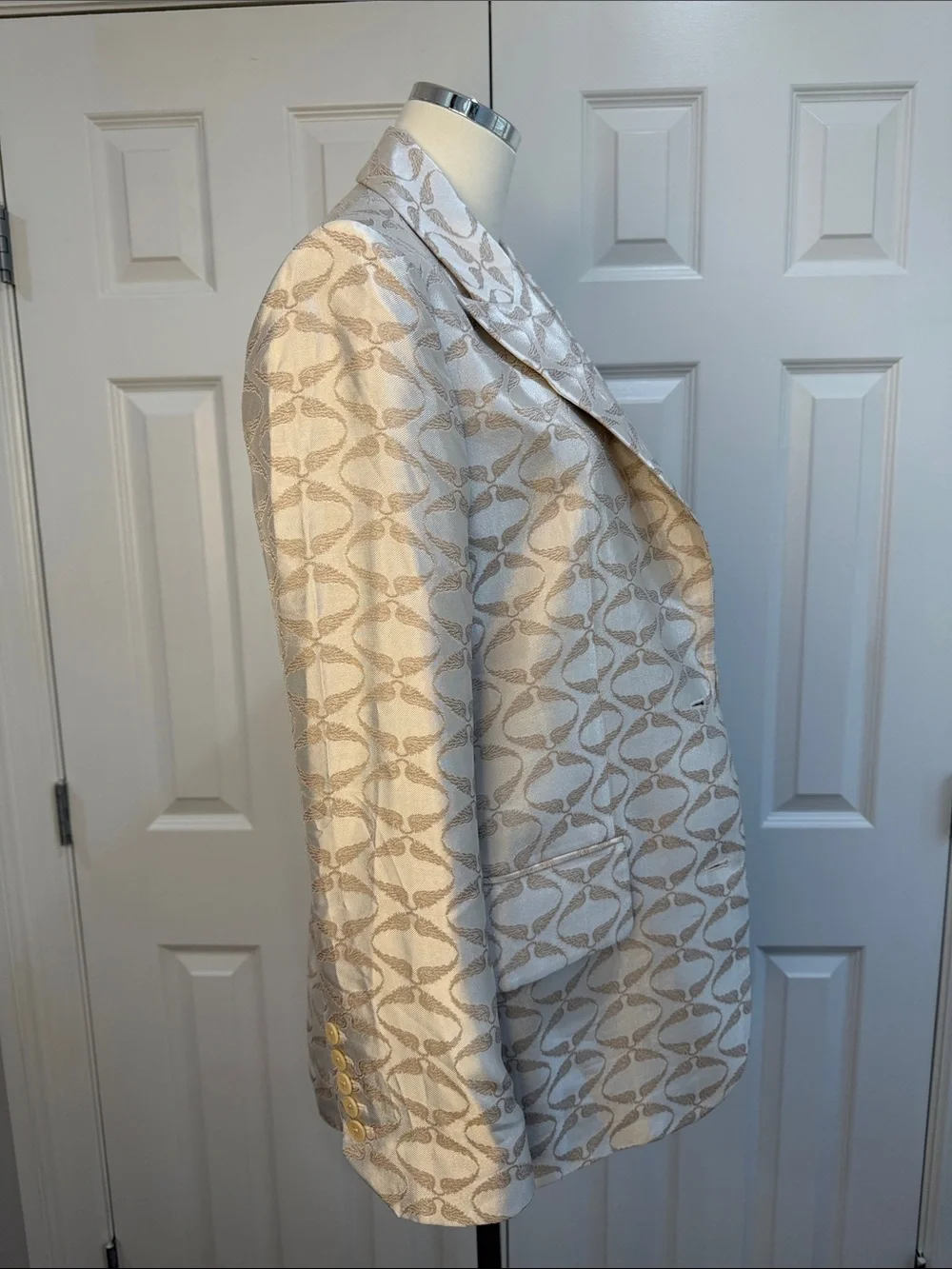 Zadig & Voltaire Vicka Jacquard Wings Blazer Cream Gold Flop Packets US 8-10 - Picture 6 of 16